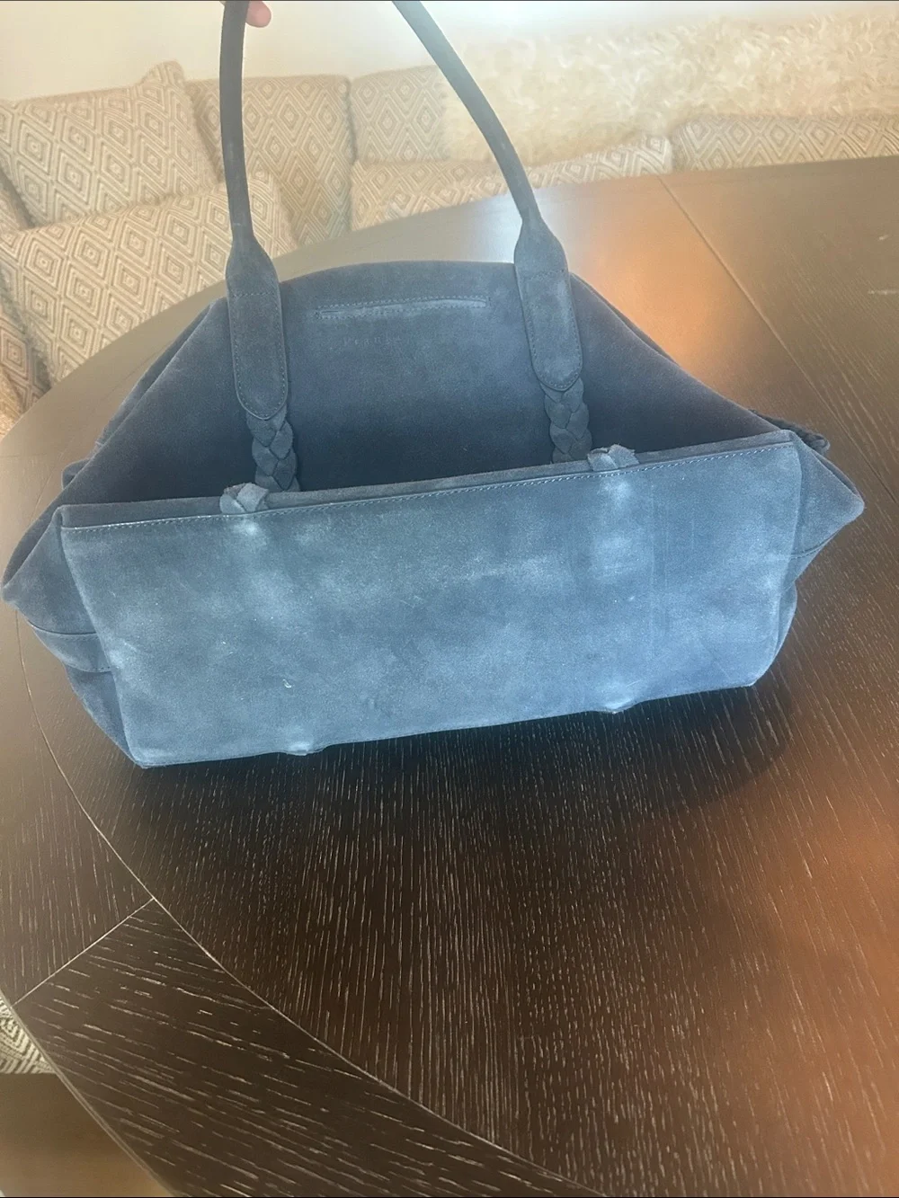 Frank and Eileen Suede Handle Satchel Handbag - Deep Navy
